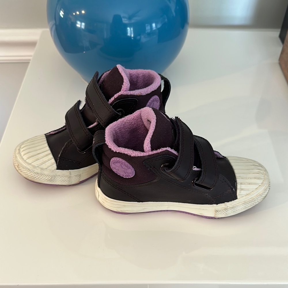 Converse Black and Purple High-Top Sneakers